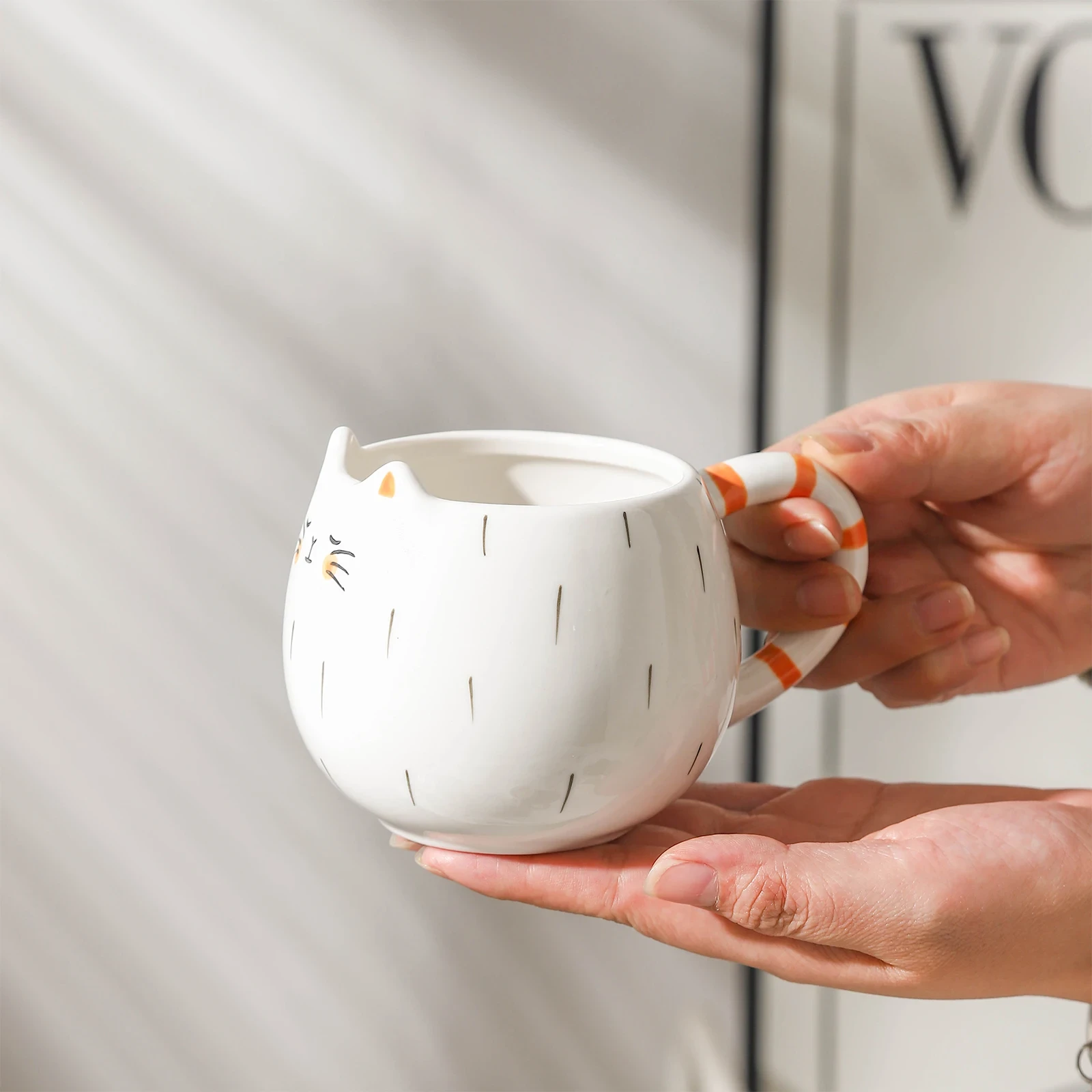 Hand-Painted Cat Mug