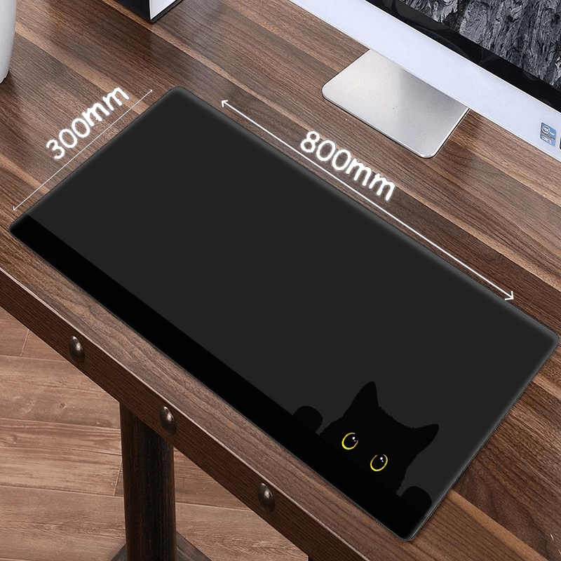 Peeking Black Cat XXL Desk Mat