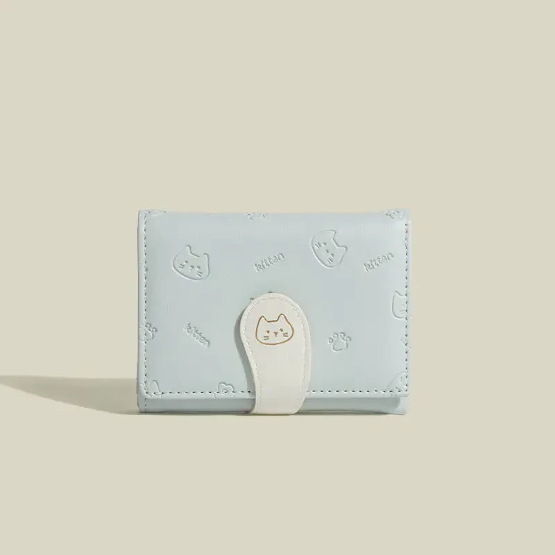 Pastel Cat Print Trifold Wallet