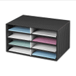 Bankers Box Decorative Eight Compartment Literature Sorter, Letter, Black/Gray Pinstripe