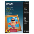 Epson Glossy Photo Paper, 52 lb., Glossy, 8.5" x 11", 100 Sheets/Pack