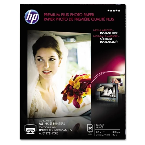 HP Premium Plus Photo Paper, 80 lbs, Glossy, 8 1/2 x 11, 50 Sheets