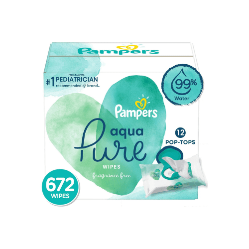 Pampers Aqua Pure Sensitive Baby Wipes 12x Pop-Top, 672 Count