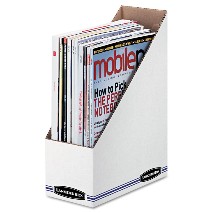 Bankers Box Corrugated Cardboard Magazine File, White (12/Carton)