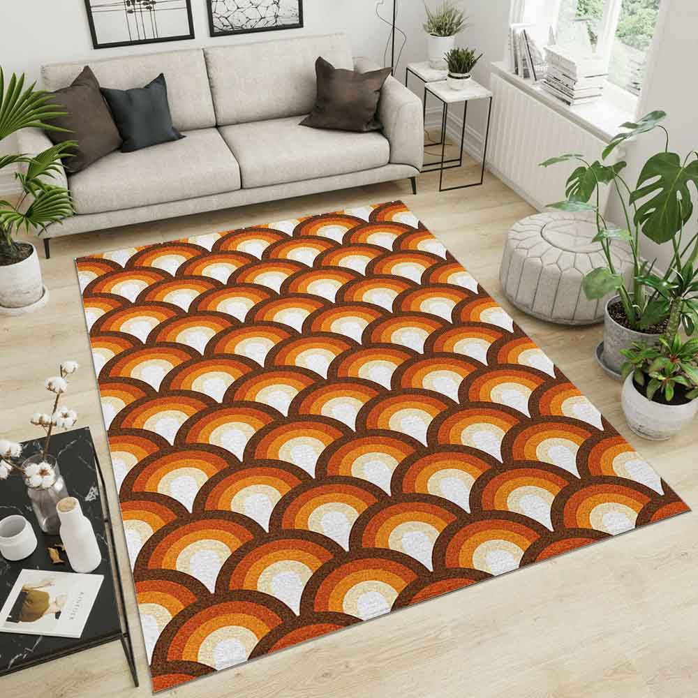 Carmel Color Rug modern geometric rug retro caramel Carpet Area Rugs - Lovely Product UK