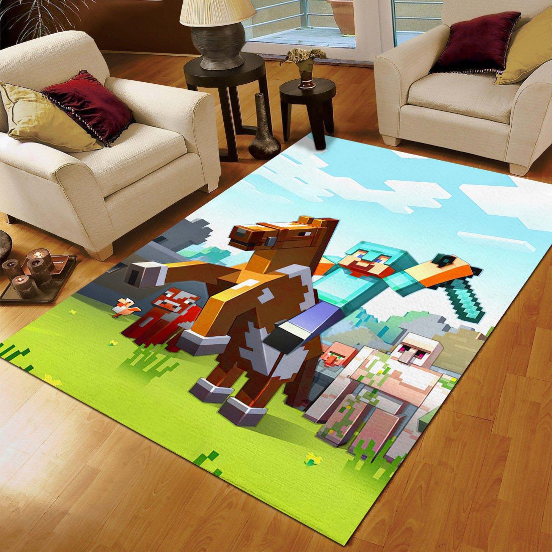 Minecraft Character on Horse Carpet Area Rugs - Lovely Product UK