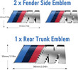 3pcs Car Sports Badge: Powerful Emblem with Metal Tri-Color, Sport Emblem Sticker, 1pcs Car Rear Trunk & 2pcs Fender Side, Emblem Badge Compatible for All Sport Cars