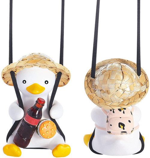 Swing Duck Car Hanging Ornament Cute Swing Duck Car Pendant Swing Duck Auto Decoration Flying Duck Rear View Mirror Accessories for Car Mirror Auto Interior Decoration Accessories