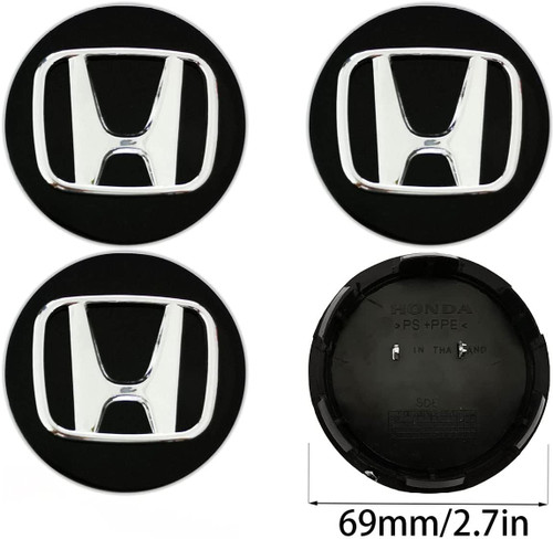69mm Wheel Center Hub Caps Covers for Accord Civic Siming URV CRV Odyssey Etc (Black)