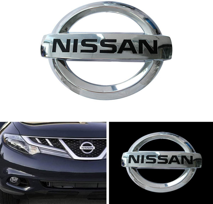 Car Front Grille Emblem Compatible with Nissan 2013-2018 Altima Murano Rogue Maxima Auto Vehicle Chrome ABS Plastic Head Grill Badge Sticker (OEM 62890 1JA0A)