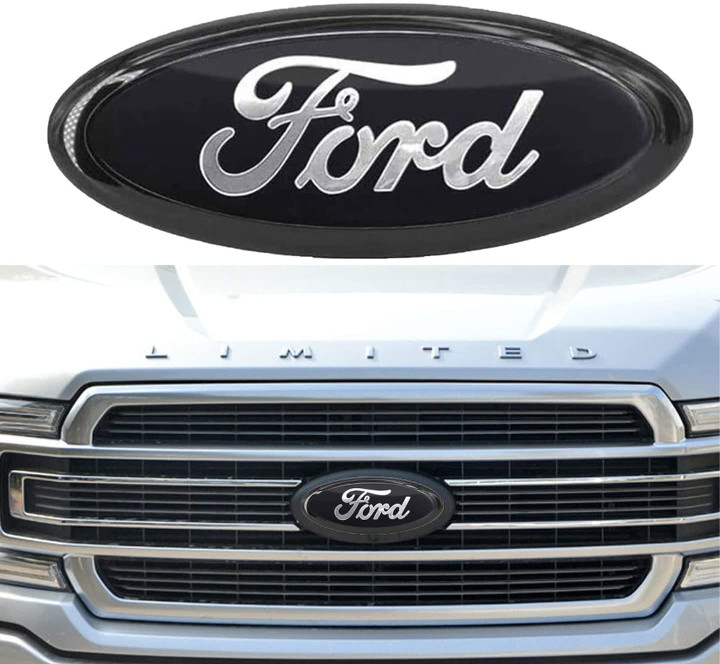 9 inch Front Grille Emblem for Ford, 9"X3.5" Oval Decal Tailgate Badge for Ford F150, for F250, for F350, for Edge, for Explorer, for Range