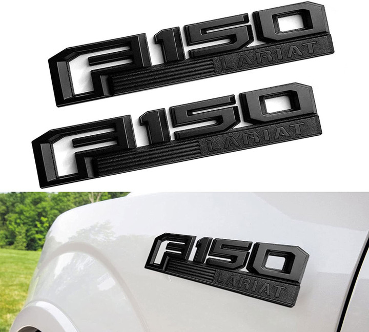 2pcs for F150 Lariat Emblem, OEM Side Fender Emblems 3D Badge Nameplate Replacement fit F150 Origianl Genuine (Black)