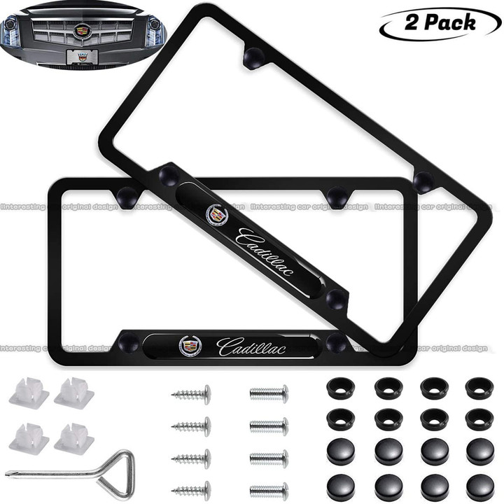 2-Pieces High-Grade License Plate Frame for Cadillac,Applicable to US Standard car License Frame, (Cadillac)