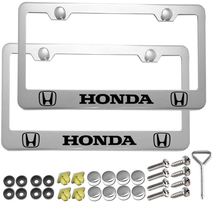 2 Pcs Premium Aluminum Alloy License Plate Frame fit Honda, for Honda Tag License Plate