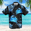 Blue Crab Tropical Black Unisex Hawaiian Aloha Shirts
