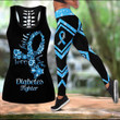 Gift for Mother Diabetes Fighter Blue Black Hollow Tank Top - Legging 3D All Over Print