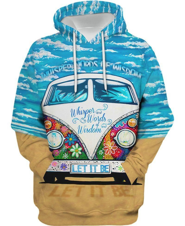 Hippie Car Peace Whisper words of wisdom Let it be Hoodie 3D #V