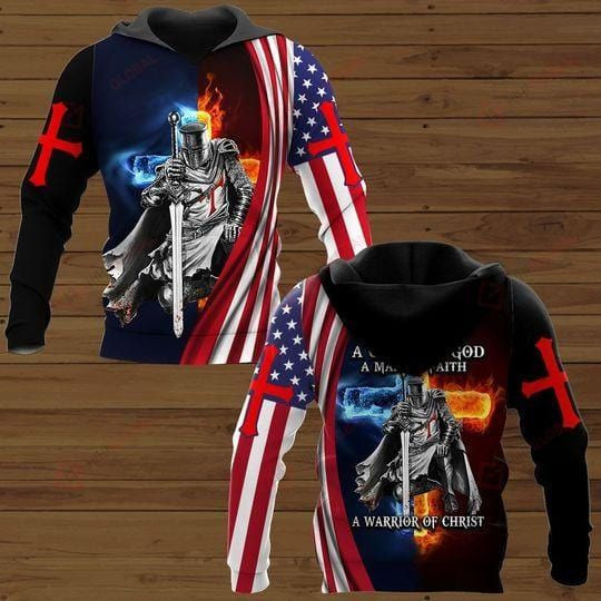 A child of God American Flag fire Knight Jesus gift Easter day Hoodie #V