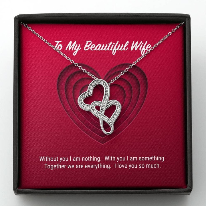 To My Beautiful Wife Double Hearts Necklace