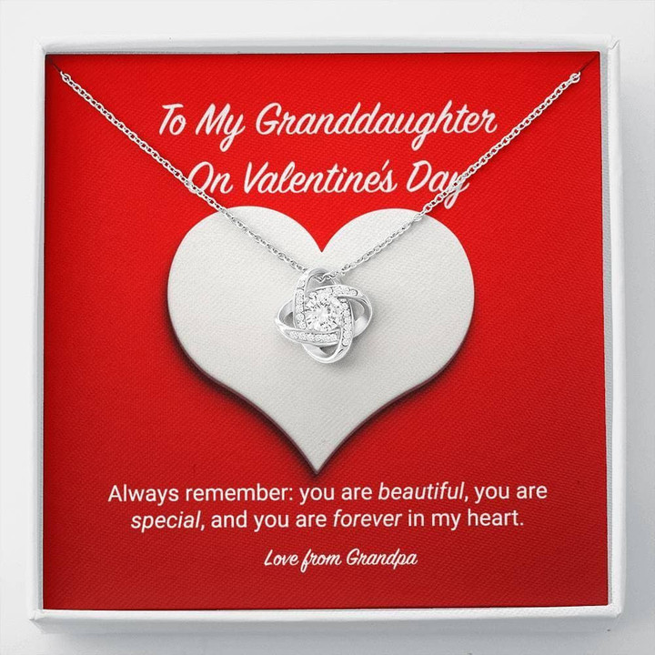 To My Granddaughter from Grandpa Valentine's Day Love Knot Necklace