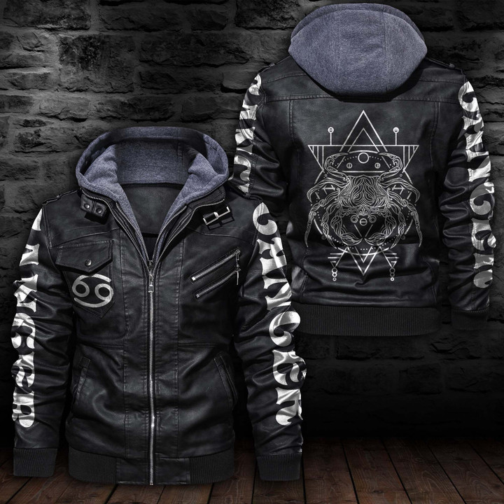 LIMITED EDITION-HOODED LEATHER JACKET FOR LOVERS-6486TR