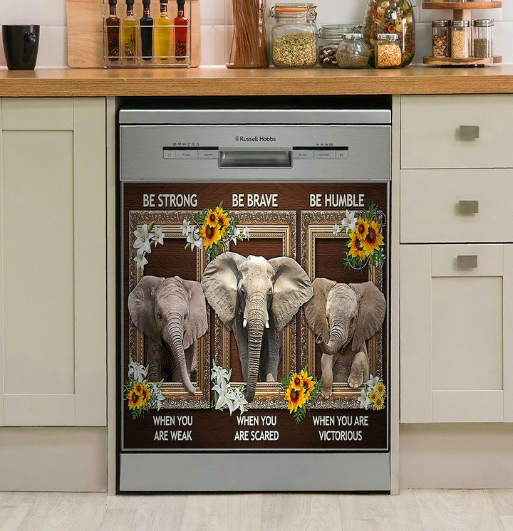Elephant Window Be Strong Decor Kitchen Dishwasher Cover