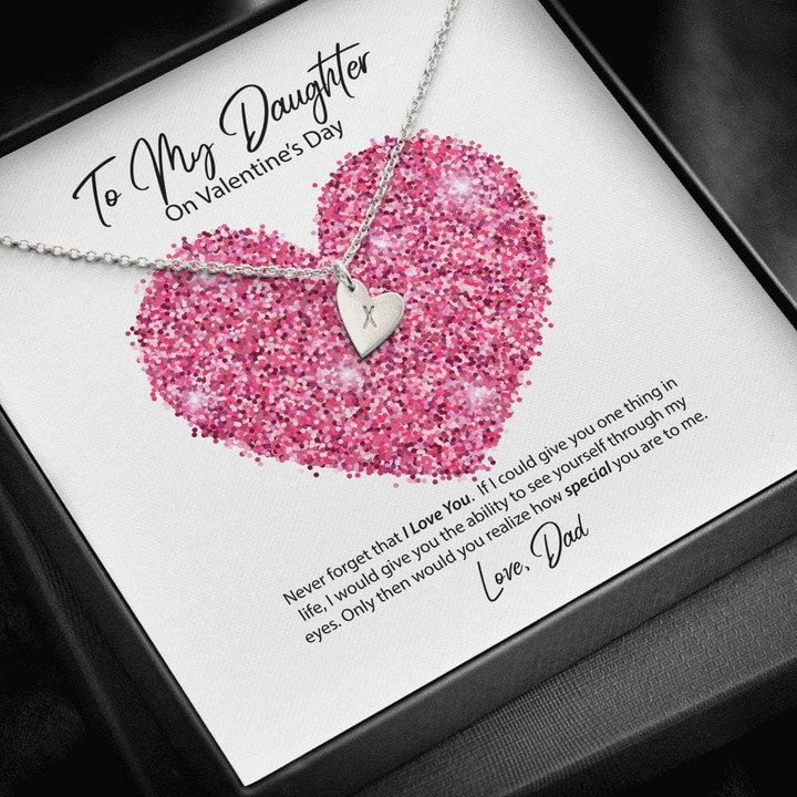 To My Daughter from Dad Valentine's Day Sweetest Hearts Necklace
