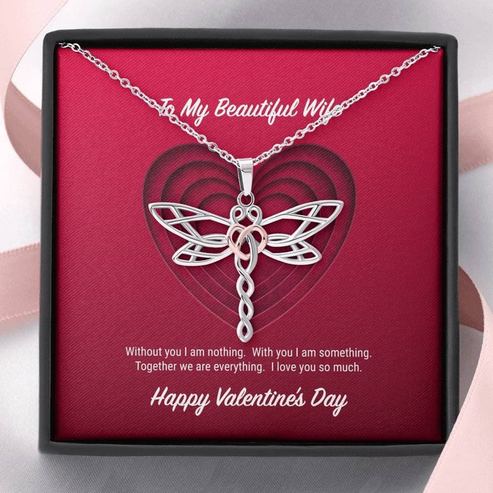 To My Beautiful Wife Valentine's Day Dragonfly Necklace