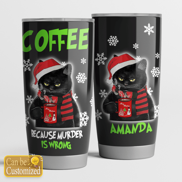 LIMITED EDITION - BLACK CAT AND COFFEE - CUSTOMIZE TUMBLER 6936TU