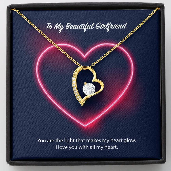 To My Beautiful Girlfriend Forever Love Necklace (18K Gold Finish)