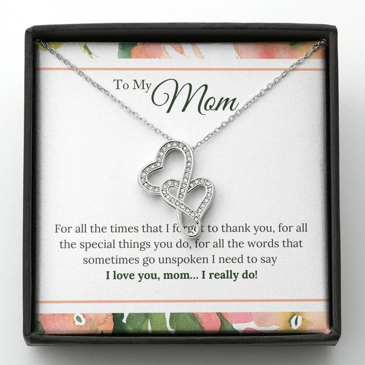 I Love You Mom I Really Do Double Hearts Necklace