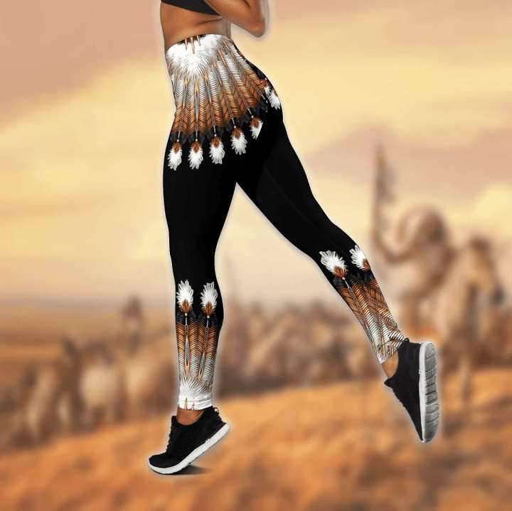 Native American Legging Tank Top- 3D All Over Printed Combo Tank Top And Leggings | Gift For Native American | Leggings outfit for Women-qu