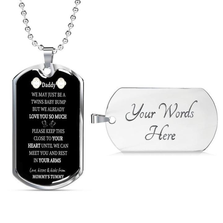 "Gift for Dad, Father Day's Gift Idea, To My Daddy" Your Twins Baby Bump Love You So Much - Necklace Gift for Christmas, Gift idea for family,Jewelry Made in US-NA00709