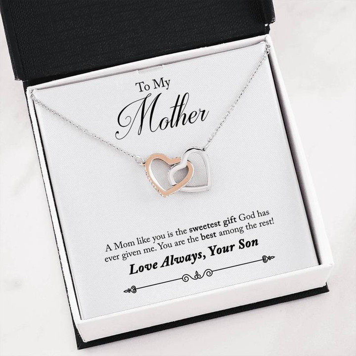 To my Mother gift Interlocking Hearts Necklace to your Mom Gift for Christmas, Gift idea for family,Jewelry Made in US