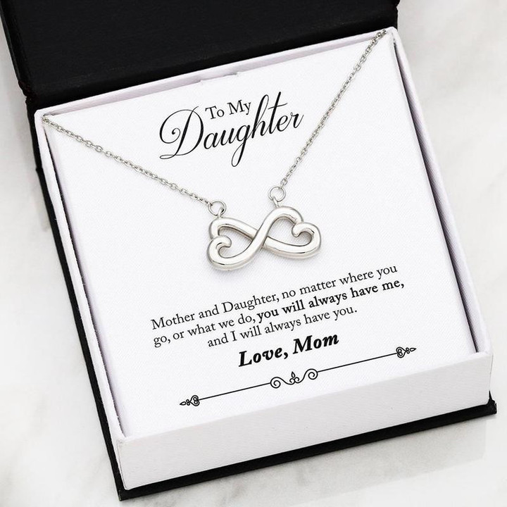 You'll Always Have Me - Infinity Heart Necklace With Gift Box Message Gift for Christmas, Gift idea for family,Jewelry Made in US