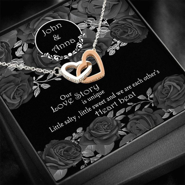 beautiful necklace gift for wife Interlocking Heart Necklace Steel/ Gold Chain, Best Gift Idea, Christmas gifts