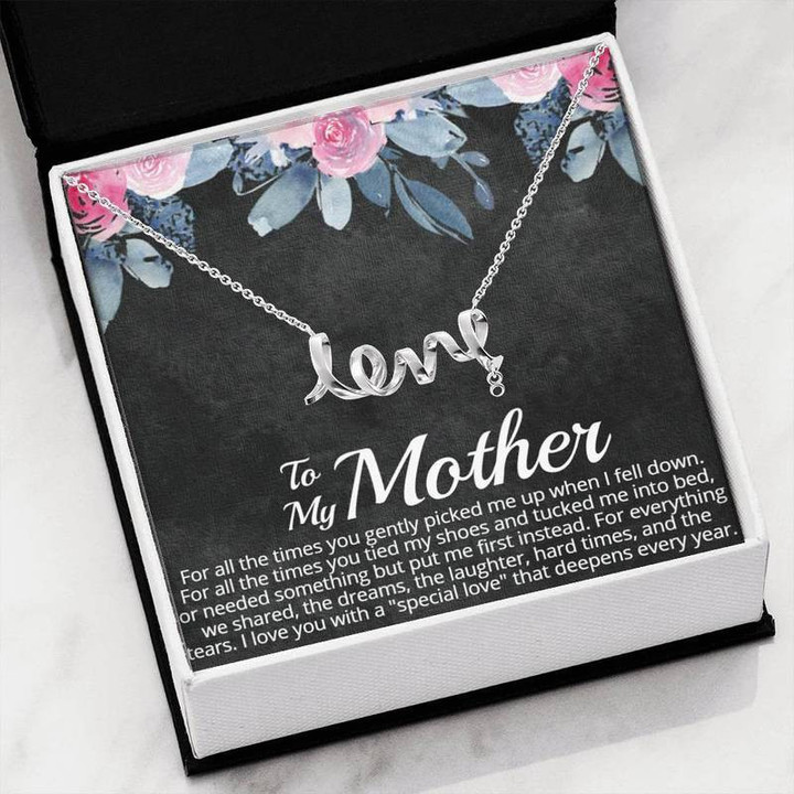 To My Mother - For All The Times - Scripted Love Necklace Gift for Christmas, Gift idea for family,Jewelry Made in US