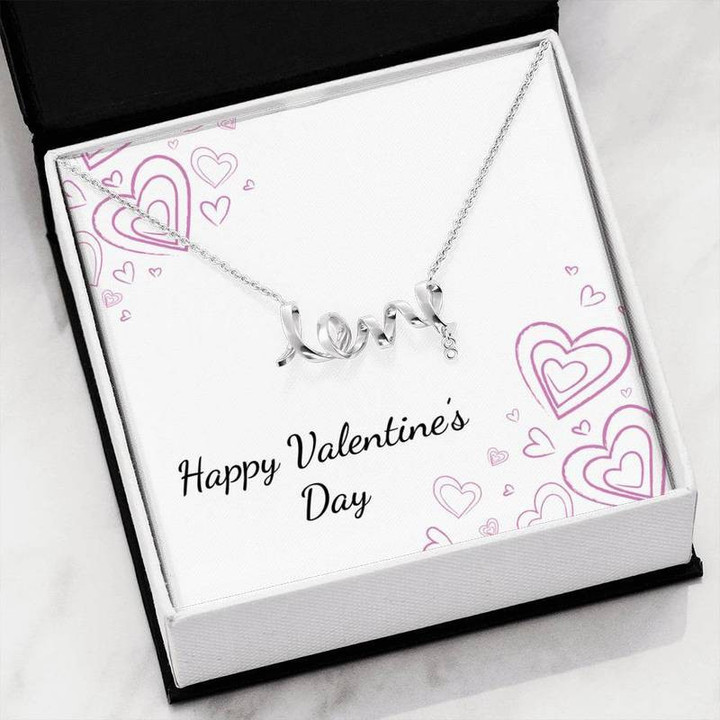 Valentines "LOVE" Necklace With Cubic Zirconia attachment and Endearment Card Gift for Christmas, Gift idea for family,Jewelry Made in US