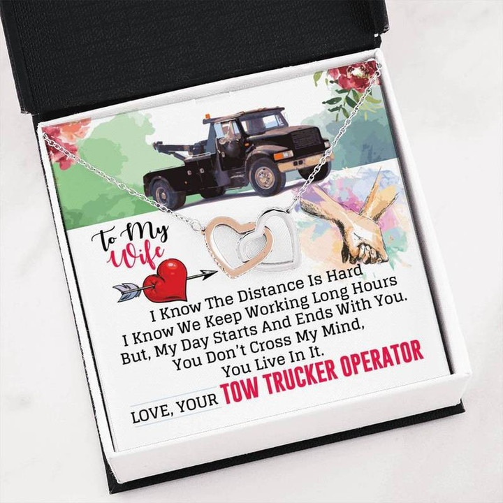 TOW TRUCKER OPERATOR'S  WIFE - INTERLOCKING HEART NECKLACE Gift for Christmas, Gift idea for family,Jewelry Made in US