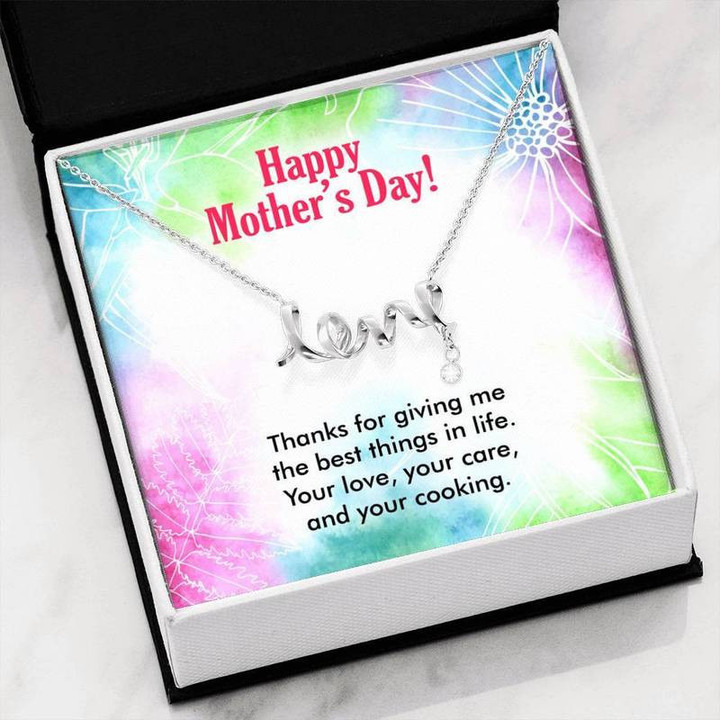 To My Loving Mom - Scripted Love Necklace Gift for Christmas, Gift idea for family,Jewelry Made in US