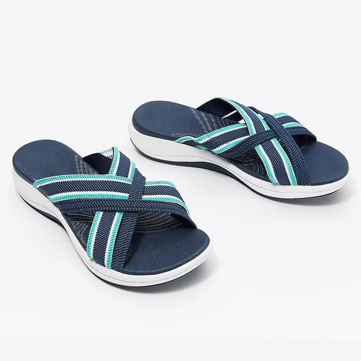 FleekComfy™ Damping sole up-gradation Stretch Cross Slide Sandals