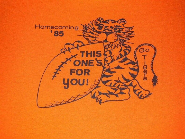 80s Princeton Tigers Football Homecoming 1985 Orange Vintage t shirt Medium