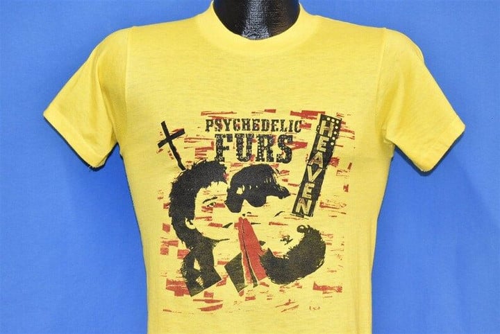 80s Psychedelic Furs Heaven New Wave Band Yellow t shirt Small Vintage Tee