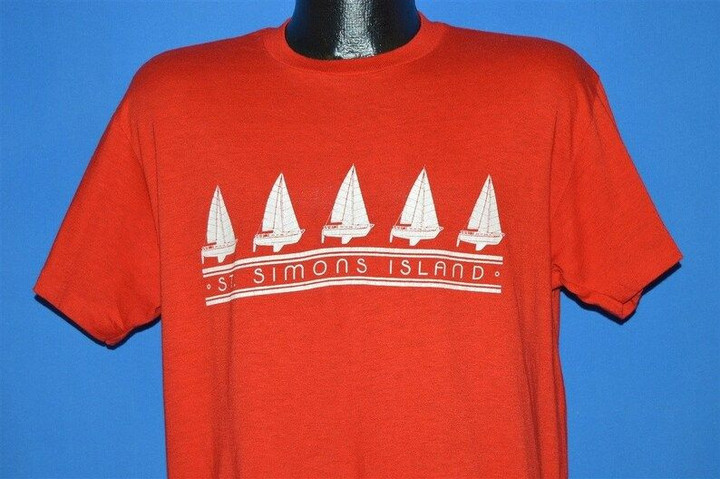 80s St Simons Island Sailboats t shirt Large