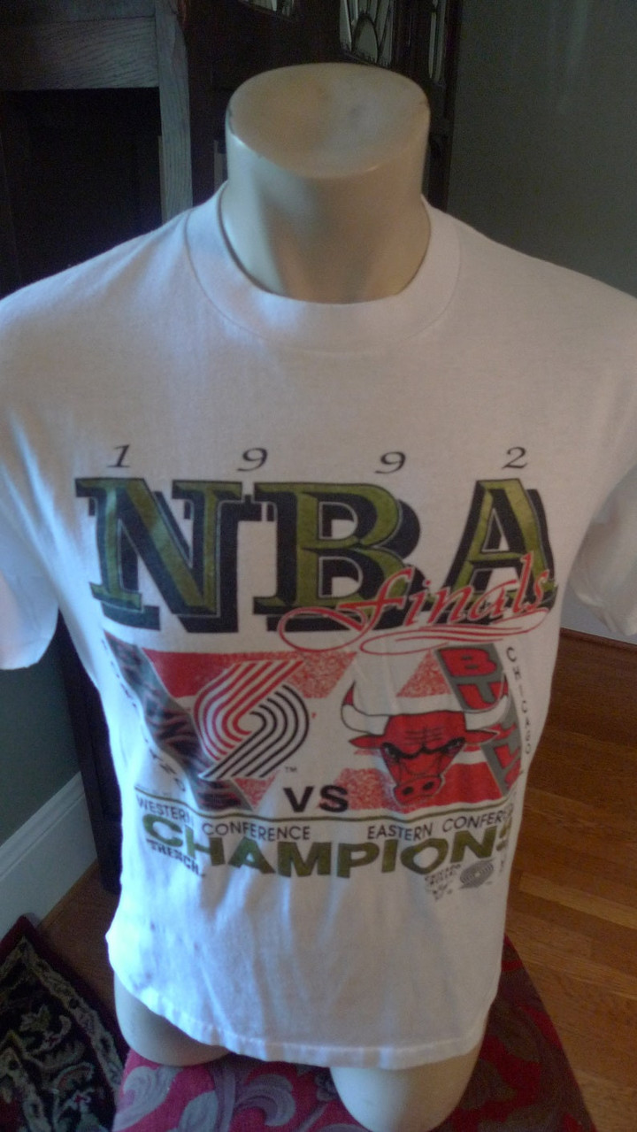 1992 NBA Finals Chicago Bulls vs Portland Trailblazers Shirt Single Stitch Single Sided