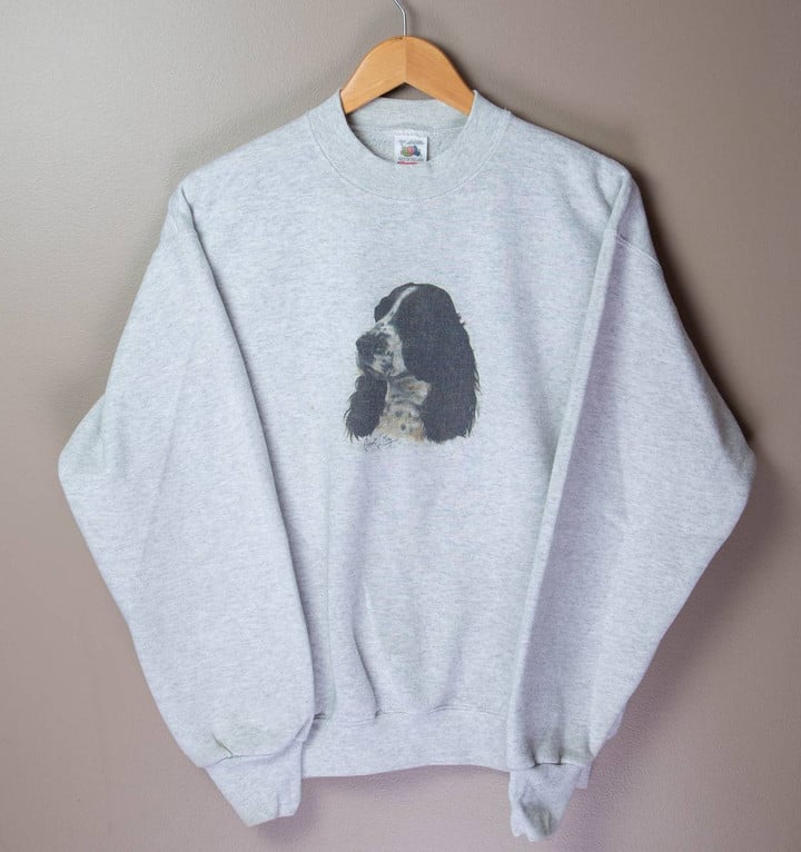 Hype Thrifted Vintage Vintage Cute Dog Crew Neck