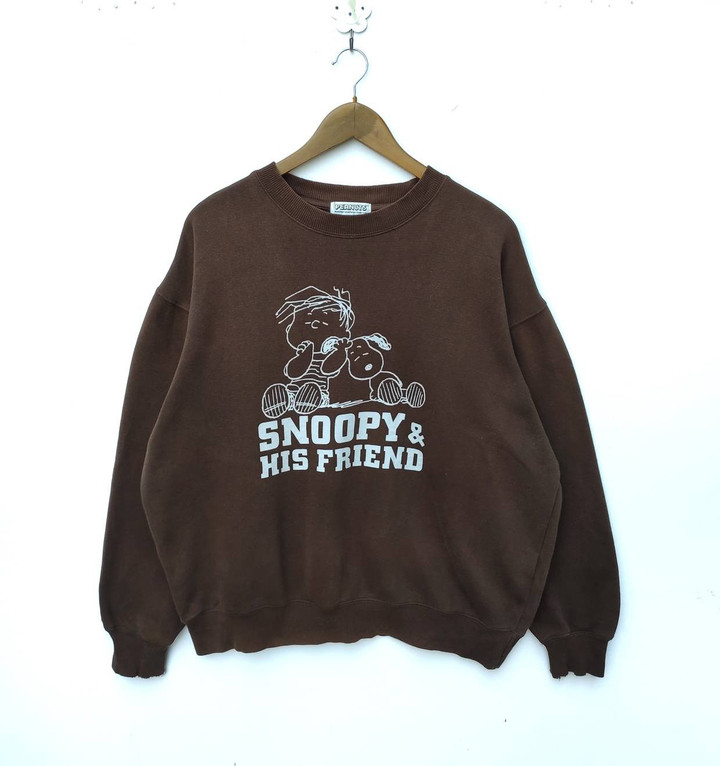 Cartoon Network Peanuts Vintage Snoopy And Friends Sweater Pullover Crew Neck H
