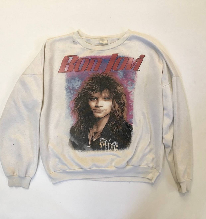 Band Tees Vintage Bon Jovi slippery When Wet Single Stitch Sweater
