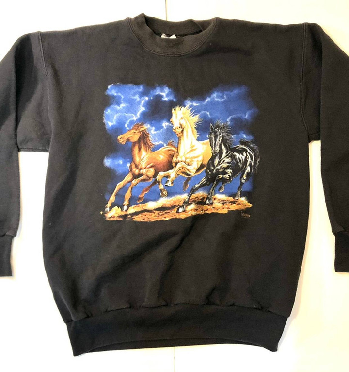 Crazy Shirts Travis Scott Vintage Vintage Faded Black Thunder Horses American