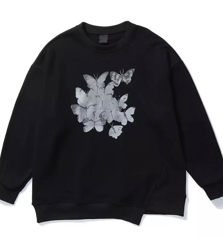 Japanese Brand Vintage Asymmetrical Butterfly Graphic Crewneck